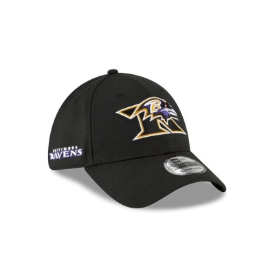 Baltimore Ravens Gorra | New Era NFL Logo Mix 39thirty Stretch Fit Cap Mexico - Negros